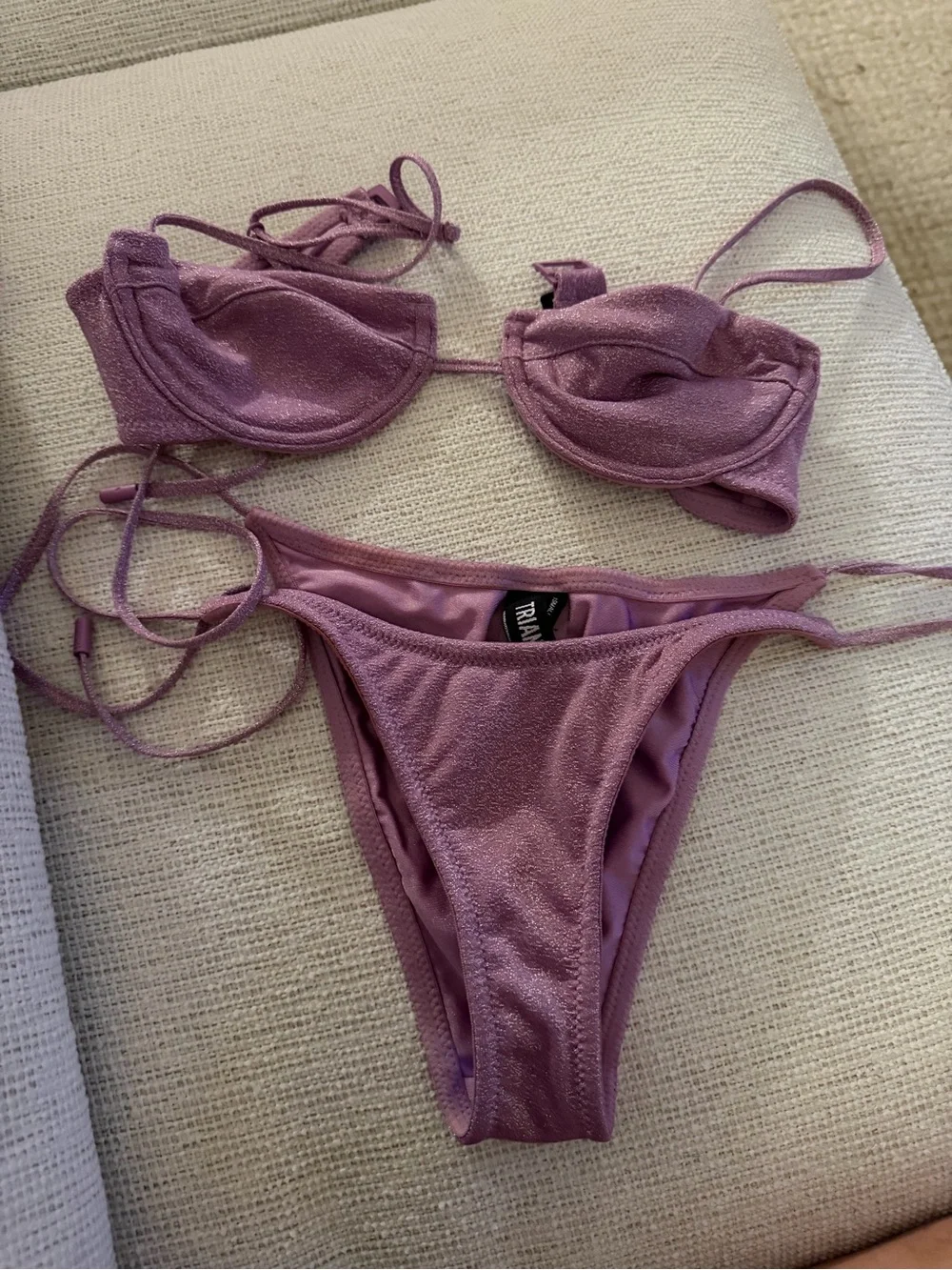 triangl swimwear Lilac/Purple Textured Bikini Set